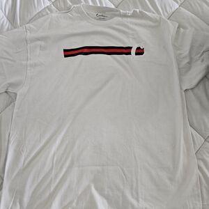 Cookies White Crewneck Tee with Red & Black Stripe